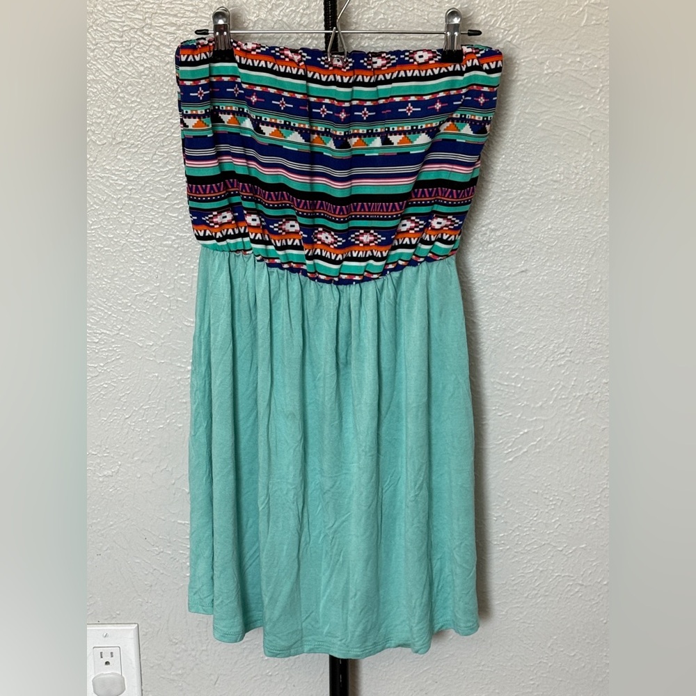 Target Strapless Dress - Multicolor and Teal